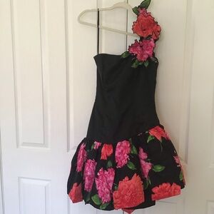 Vintage Victor Costa for Sax Fifth Avenue one shoulder floral dress